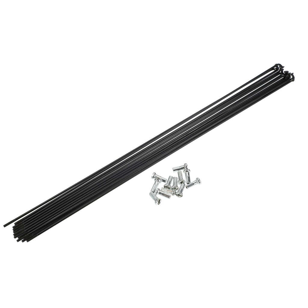 Paquete de 12 Rayos de Acero Negro 14G para Bicicleta (295mm) con Niples