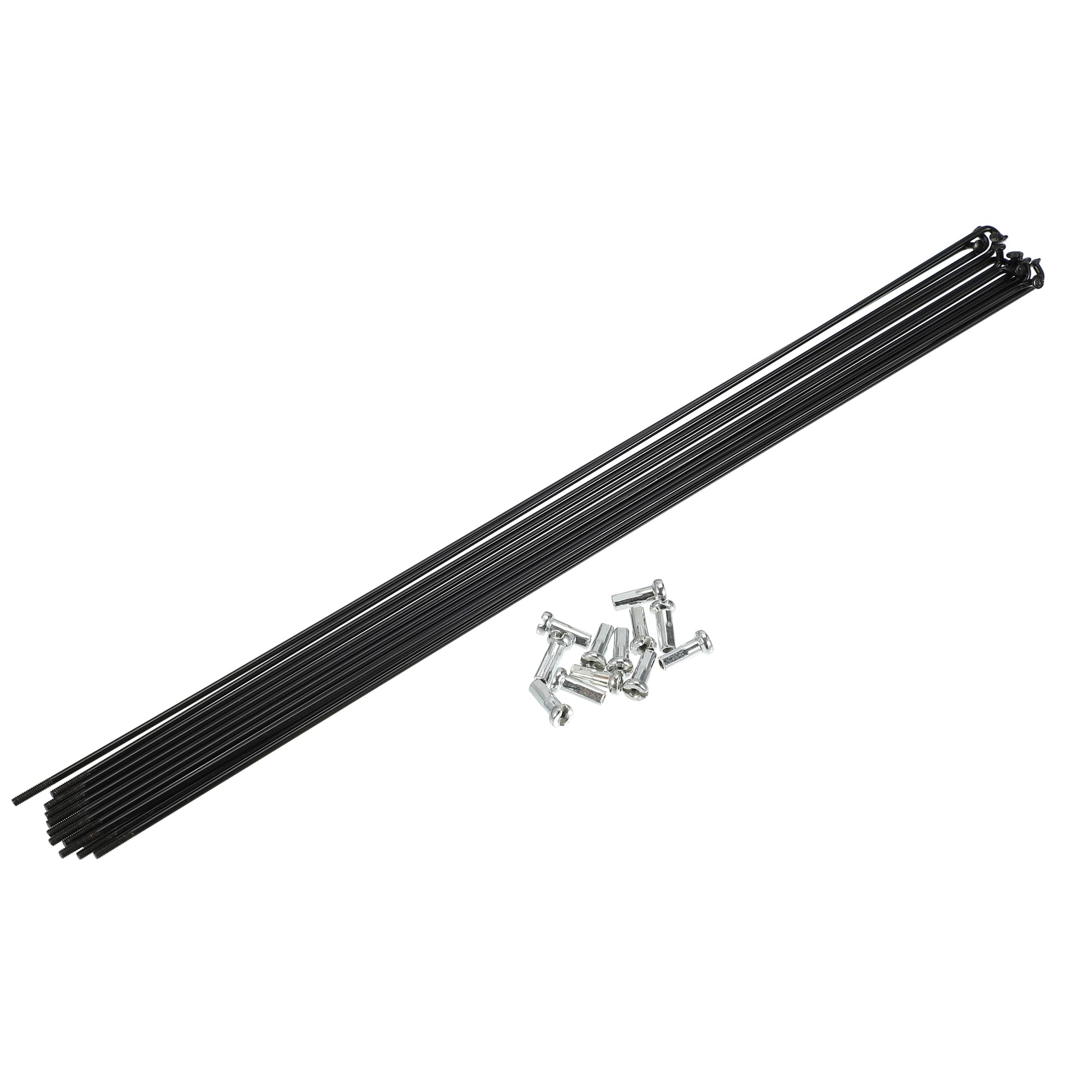 Paquete de 12 Rayos de Acero Negro 14G para Bicicleta (295mm) con Niples