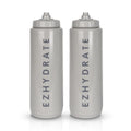 Ezhydrate 2 Pack Grey + Grey 32oz Squeeze Water Bottles - Sports Water Bottles For Football Hockey - Reusable Squirt Bottle Set BPA-Free Perfect for Gym Travel Bike & Cycling Water Bottle