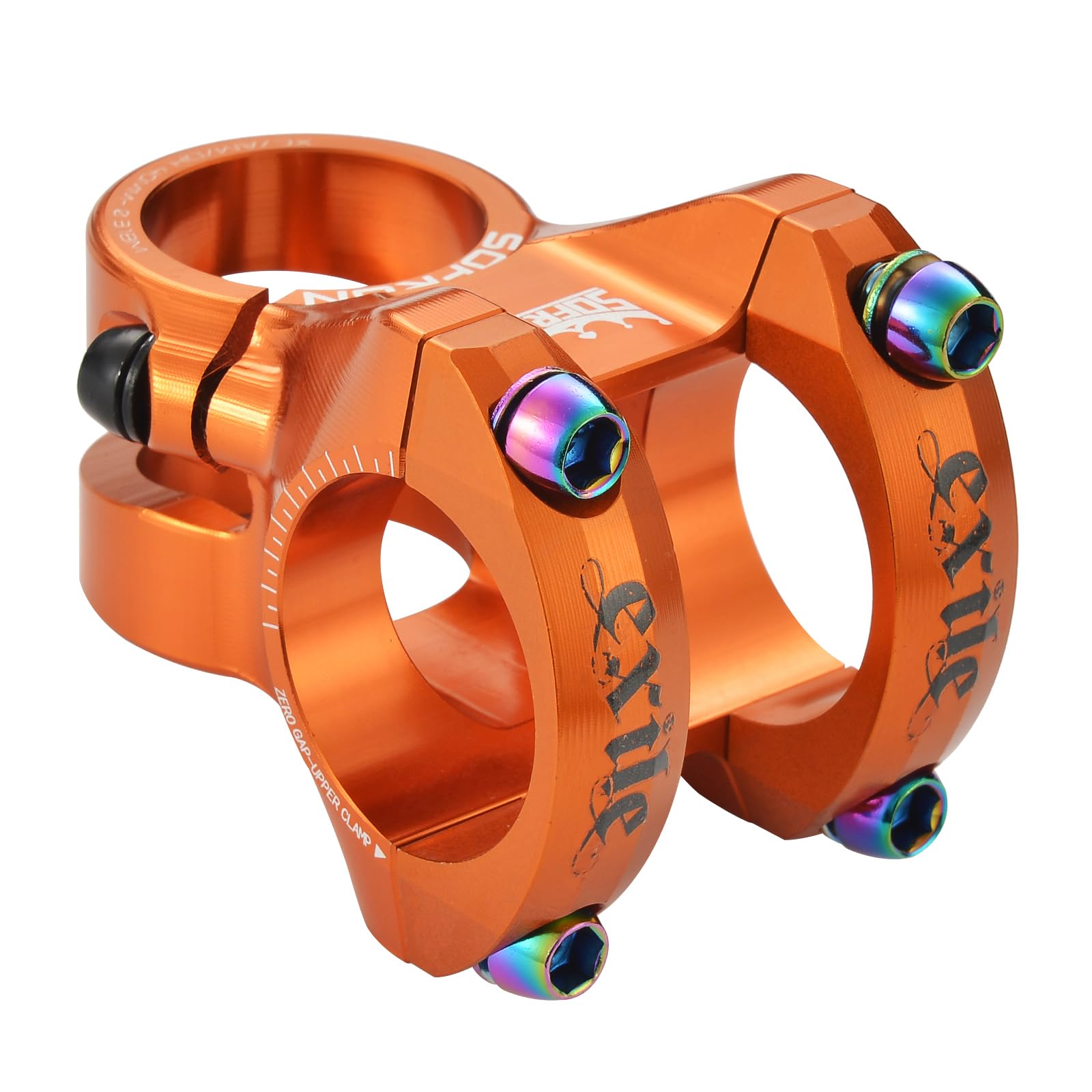 Potencia Corta CNC SOFRON de 40mm para Bicicleta de Montaña y Stunt – Naranja Anodizado