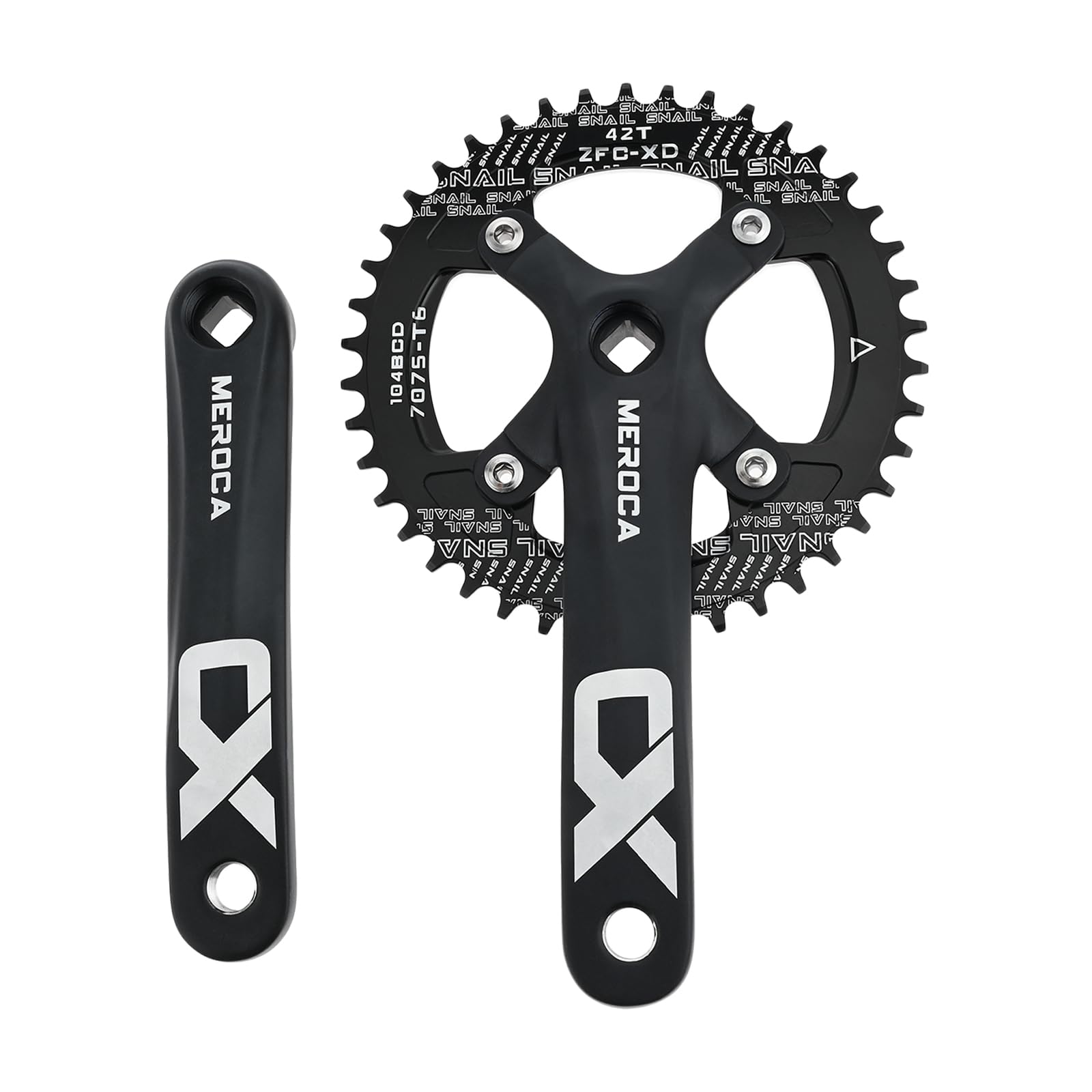 Crankset Monoplato PETCHOR MTB – Bielas de 170mm con Plato 42T
