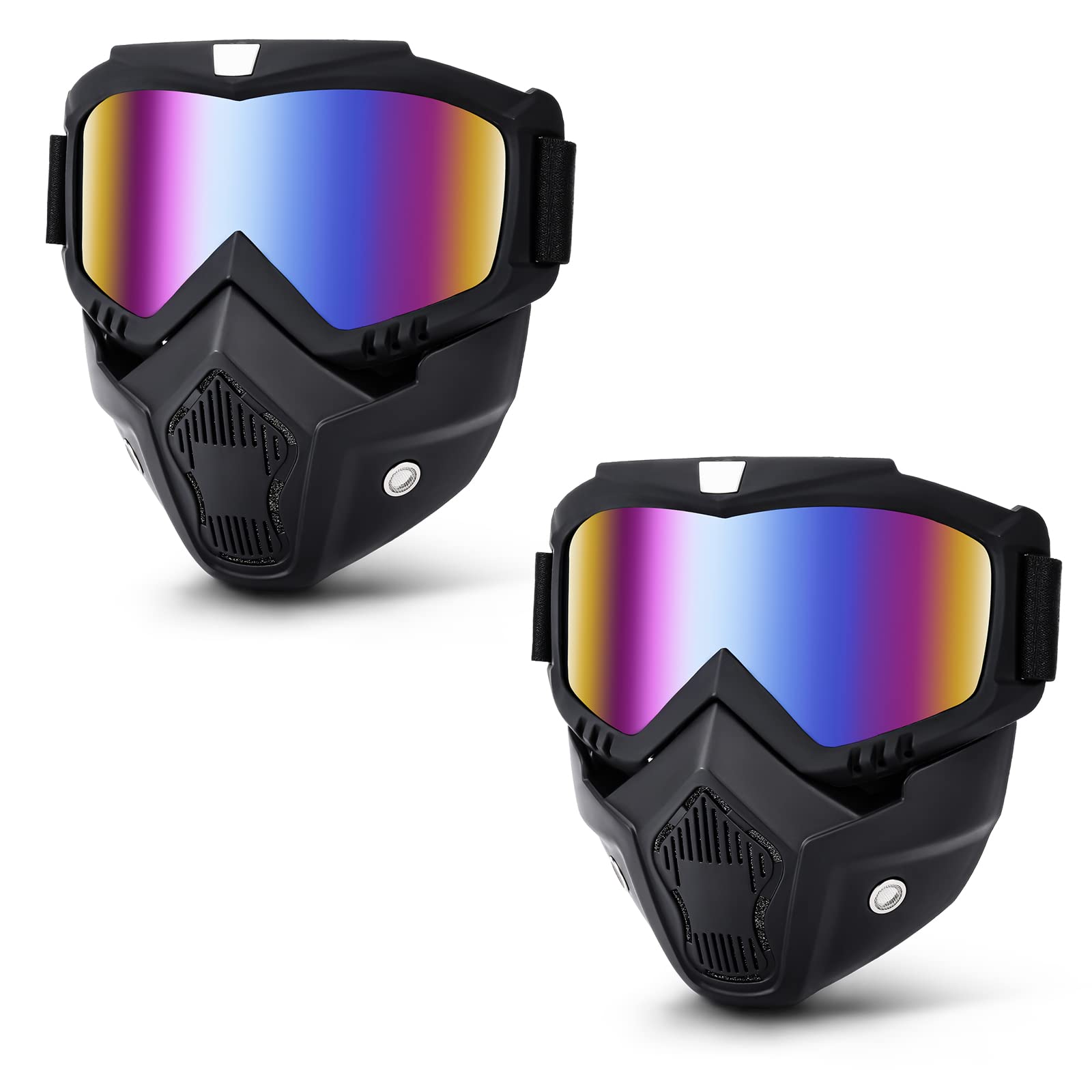 SHUOLIYAN 2 Pieces Motorcycle Goggles - Dirt Bike Goggles with Removable Face Shield Motocross Goggles Paintball and Airsoft Mask for Men Women Youth (2*Color)