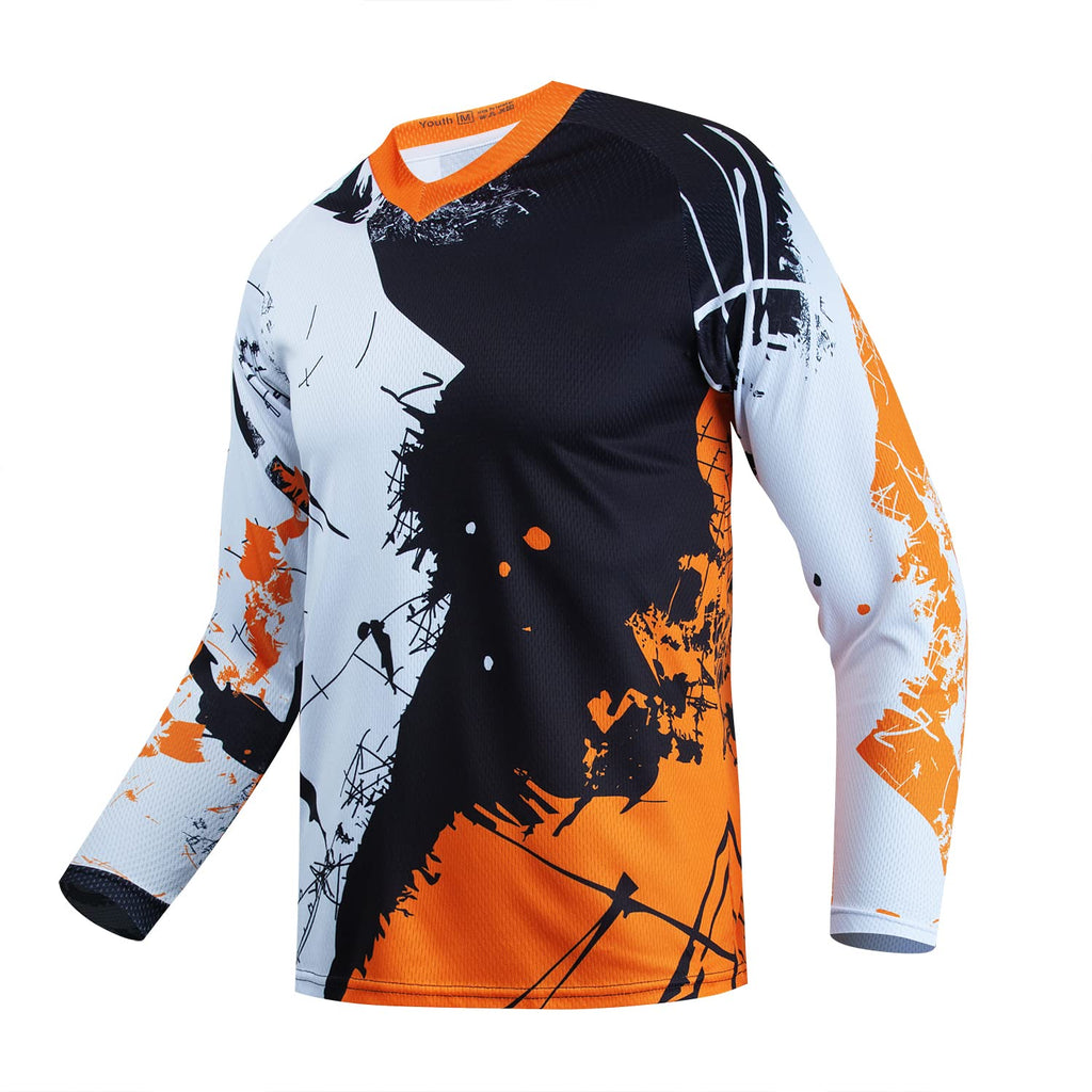 Child Element Racewear powersports Jerseys Cycling MTB Bicycle Mountain Bike Jersey Shirt for Youth Orange