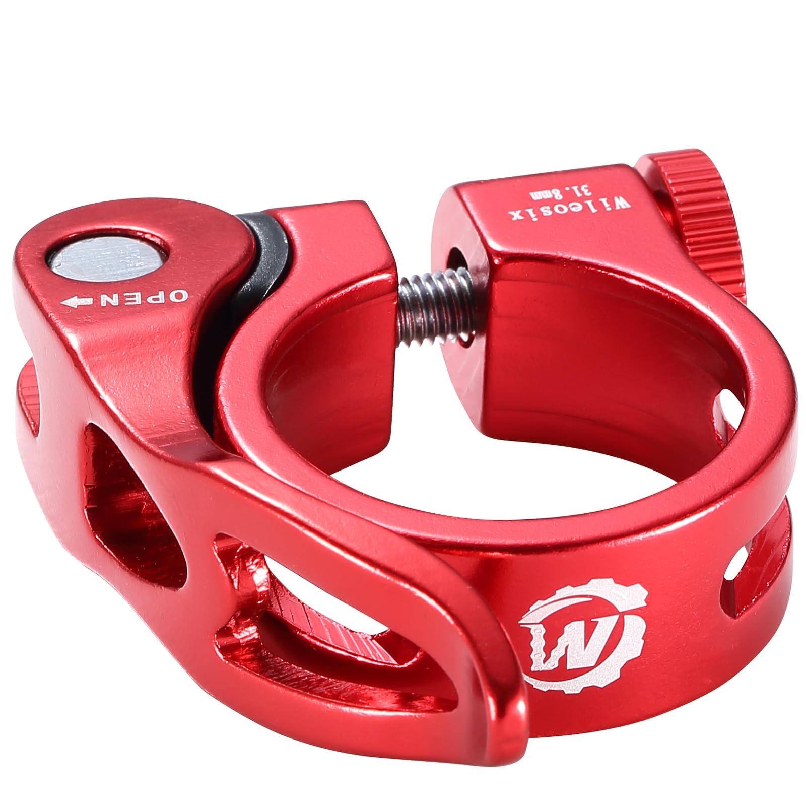 Abrazadera de Asiento Quick Release de 31.8mm para Bicicleta – Rojo Anodizado