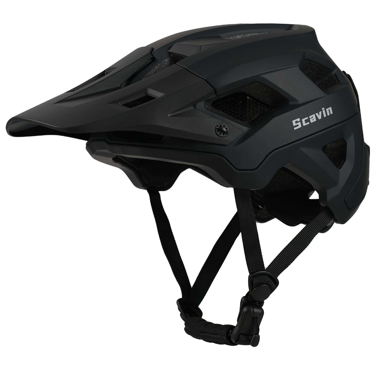 Scavin Bike Helmet for Adult Moutain Road Bicyle Helmet Certified Adjustable MTB Cycling Helmet with Removable Visor and EPS Foam Interior Impact Protection for Men & Women (Black Large)