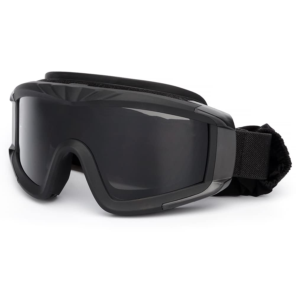 SPOSUNE Airsoft Goggles Anti Fog Army Tactical Goggles with 3 Interchangeable Lens UV400 Protection Over Glasses Airsoft Eye Protection Desert Goggles